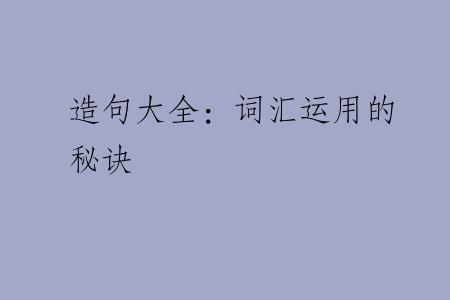造句大全：词汇运用的秘诀