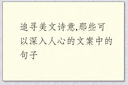 追寻美文诗意,那些可以深入人心的文案中的句子