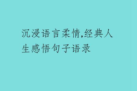 沉浸语言柔情,经典人生感悟句子语录