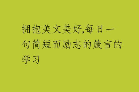 拥抱美文美好,每日一句简短而励志的箴言的学习