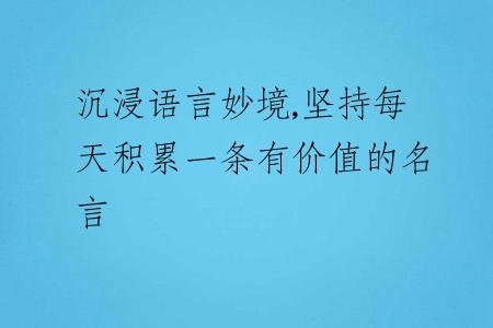 沉浸语言妙境,坚持每天积累一条有价值的名言