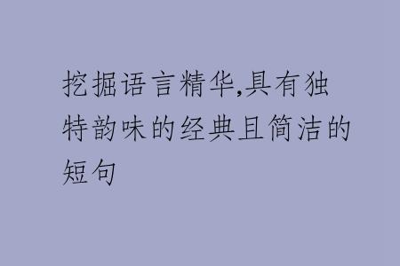 挖掘语言精华,具有独特韵味的经典且简洁的短句