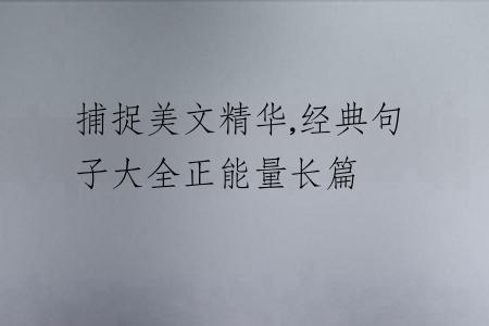 捕捉美文精华,经典句子大全正能量长篇