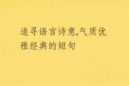 追寻语言诗意,气质优雅经典的短句