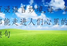 沉浸语言妙境,每一句都能走进人们心里的经典句