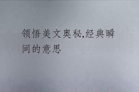 领悟美文奥秘,经典瞬间的意思